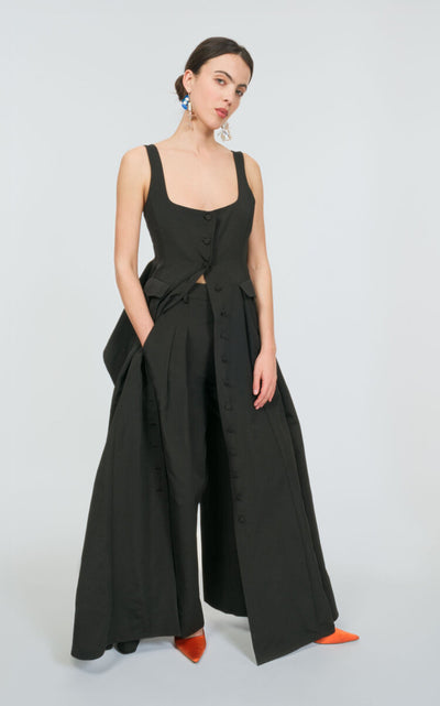Junk in the Trunk Long Vest in Cotton Grosgrain