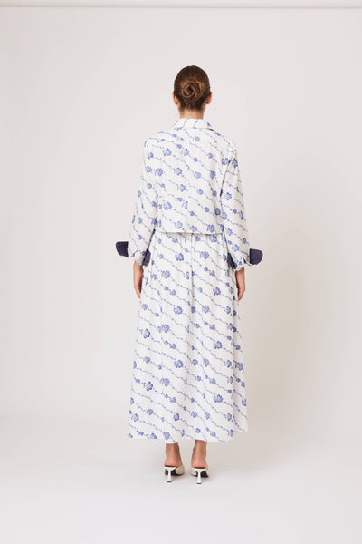 Cropped Button Down in Winding Vines Embroidered Poplin