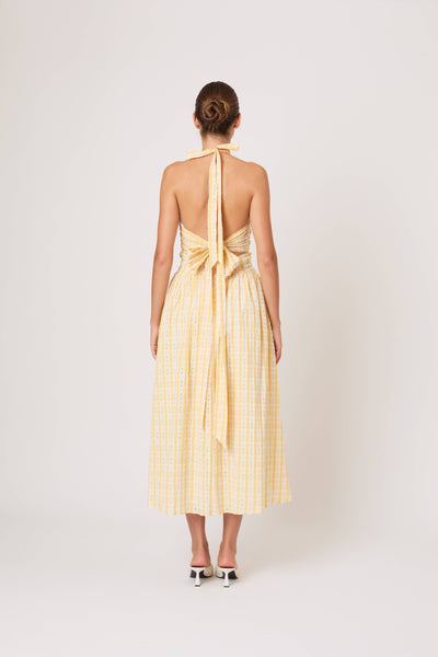 Halter in the Name of Love in Seersucker Check Yellow