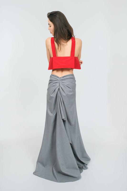 Shoulder Crop Top in Cotton Grosgrain