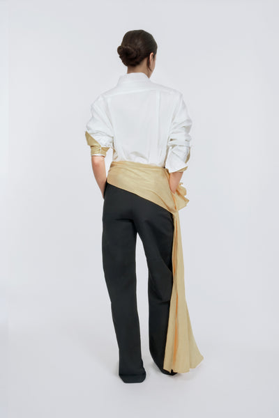 Tuxedo Bib Button Up in Washed Taffeta Poplin