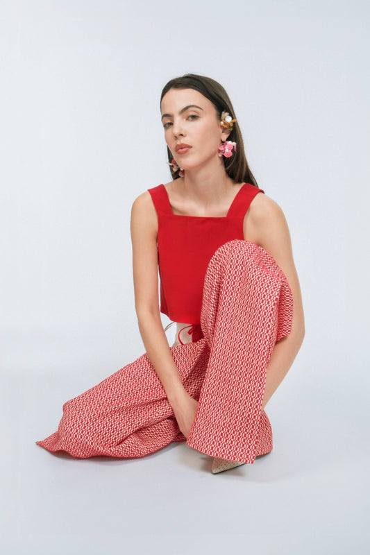 Front & Center Lace Up Pant in Woven Tile Jacquard