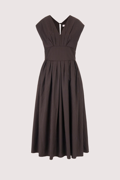 In Full Bloom Dress in Pinstripe Twill