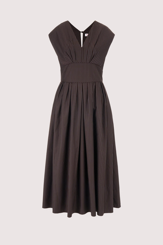 In Full Bloom Dress in Pinstripe Twill