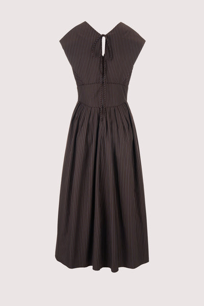 In Full Bloom Dress in Pinstripe Twill