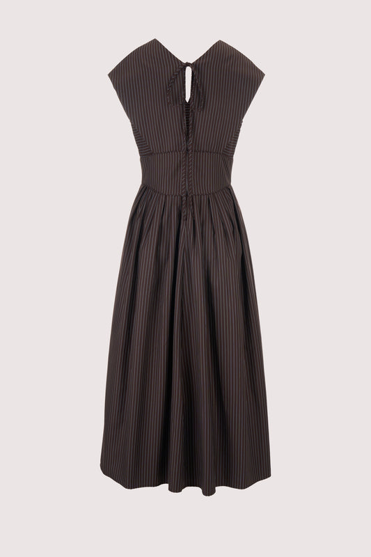 In Full Bloom Dress in Pinstripe Twill