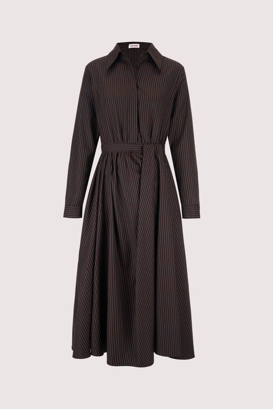 Nip/Tuck Dress in Pinstripe Twill