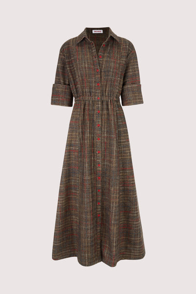 Hostess with the Mostest Dress in Rainbow Herringbone Cotton