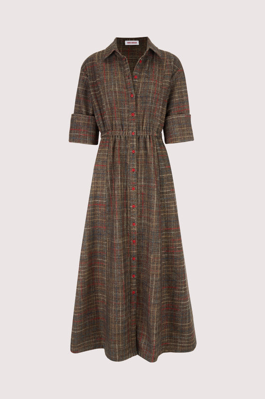 Hostess with the Mostest Dress in Rainbow Herringbone Cotton