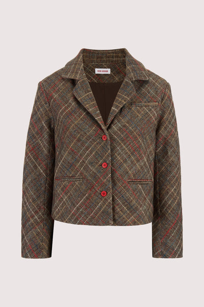 Cropped Jacket in Rainbow Herringbone Cotton