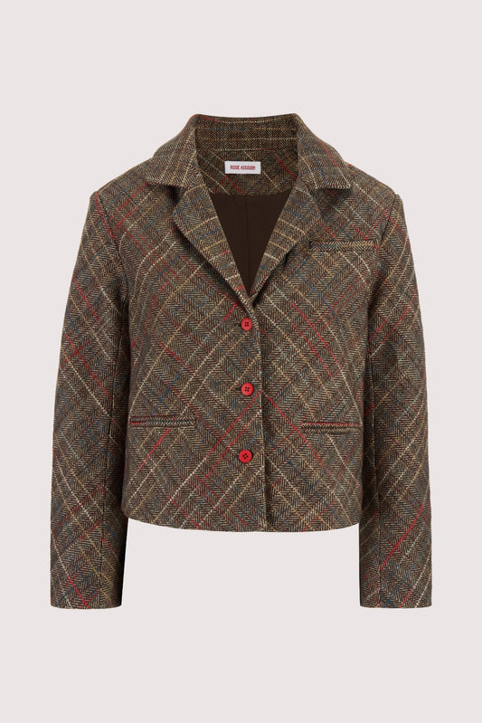 Cropped Jacket in Rainbow Herringbone Cotton
