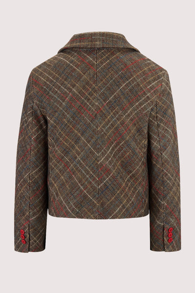 Cropped Jacket in Rainbow Herringbone Cotton