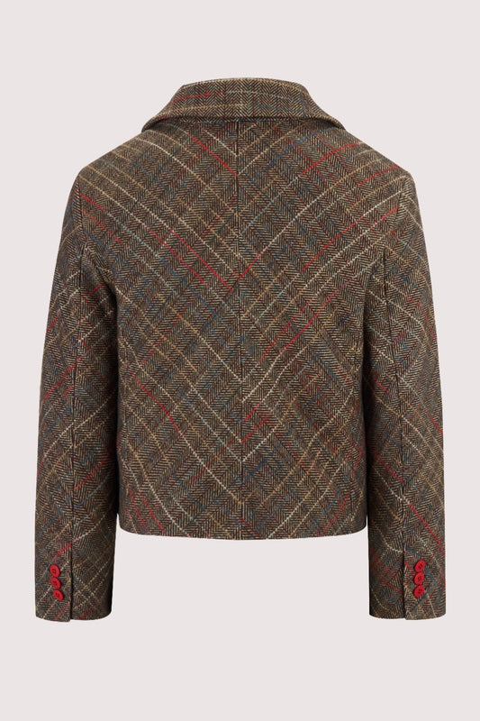 Cropped Jacket in Rainbow Herringbone Cotton