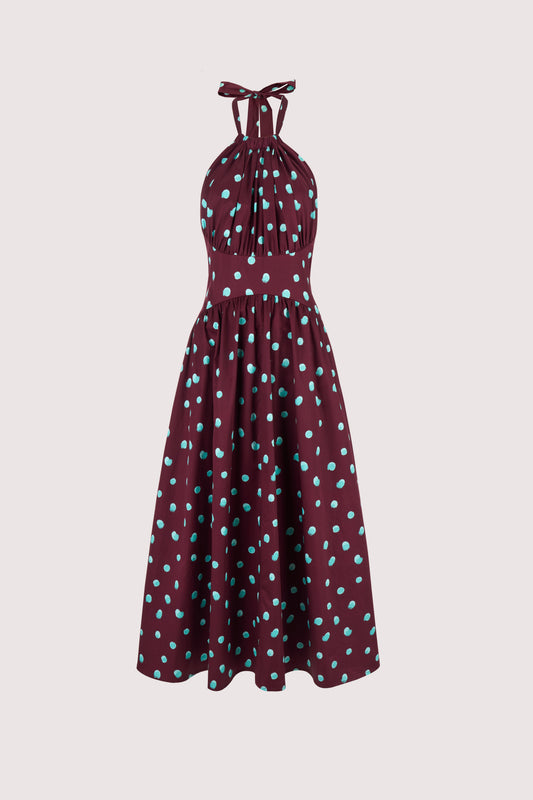 Halter in the Name of Love Dress in Do-A-Dot Cotton Satine