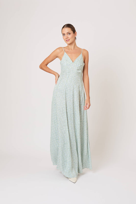 Cami Maxi Dress in Geo Print Poplin