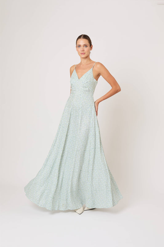Cami Maxi Dress in Geo Print Poplin