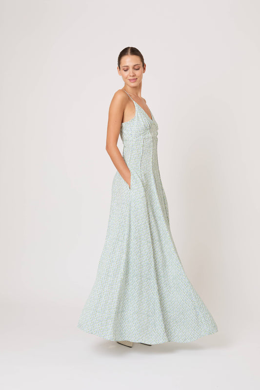Cami Maxi Dress in Geo Print Poplin