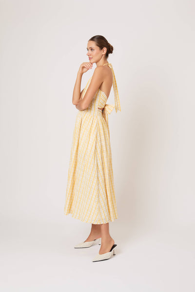 Halter in the Name of Love in Seersucker Check Yellow