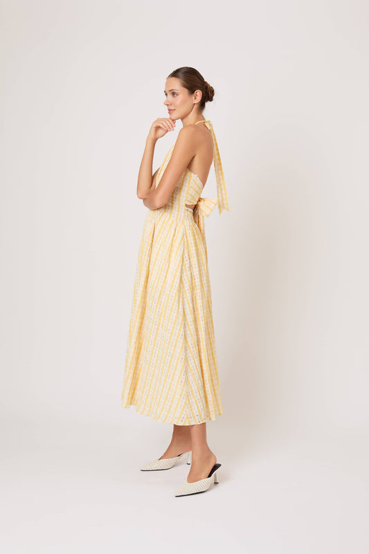 Halter in the Name of Love in Seersucker Check Yellow