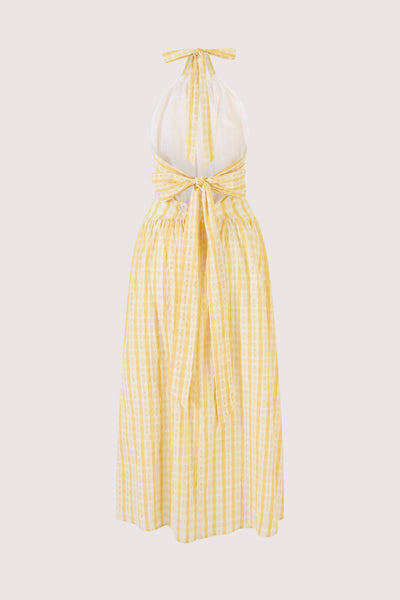 Halter in the Name of Love in Seersucker Check Yellow