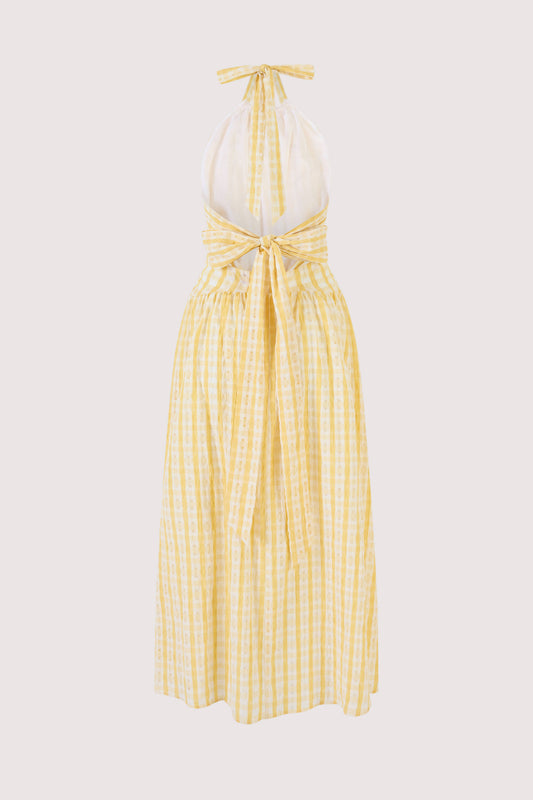 Halter in the Name of Love in Seersucker Check Yellow