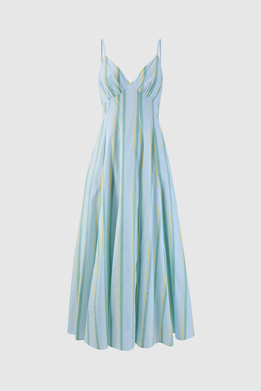 Cami Maxi Dress in Men's Shirting Lemongrass
