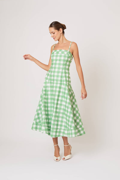 Drop Me a Note Dress in Picnic Embroidered Gingham