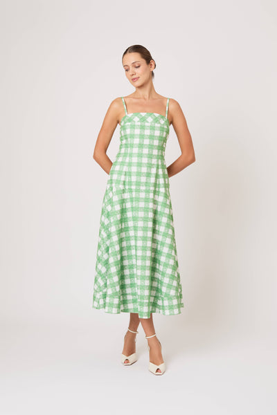 Drop Me a Note Dress in Picnic Embroidered Gingham