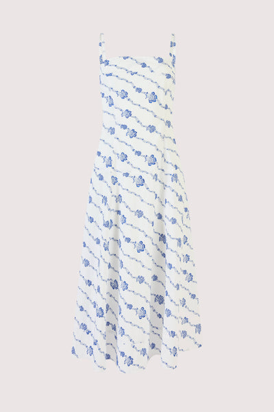 Drop Me a Note Dress in Winding Vines Embroidered Poplin