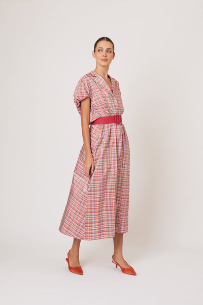 Wind at Your Back Dress in Ombre Plaid Silk Taffeta
