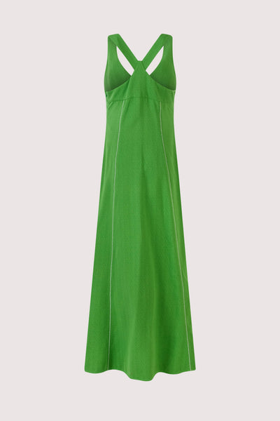 Row, Row, Row Your Buttons Dress in Spongy Crepe