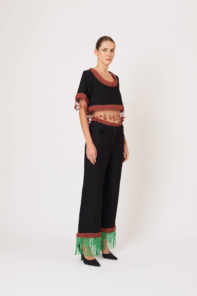 Macrame Pizzants Pant in Ridged Linen