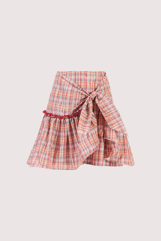 Ruffled Flouncy Ball Skirt in Ombre Plaid Silk Taffeta