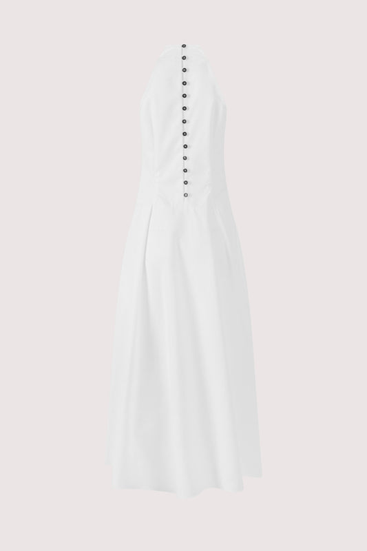 Dropped & Dramatic Dress in Swiss Pique Cotton