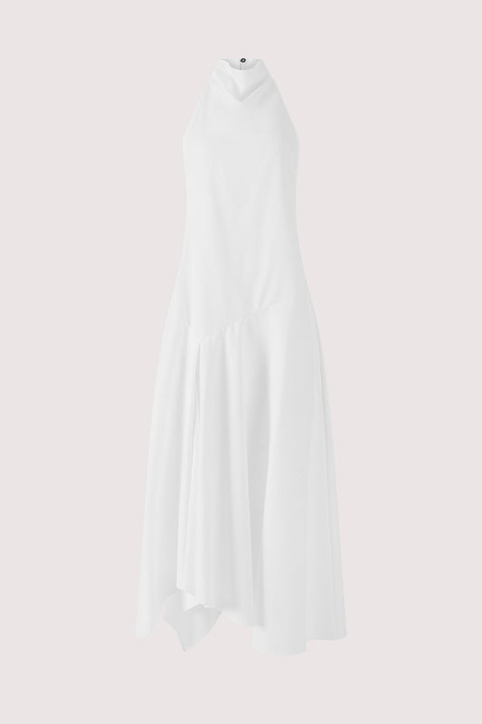 Dropped & Dramatic Dress in Swiss Pique Cotton