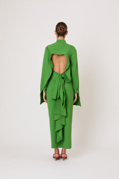 Just a Small Gathering Open Back Dress in Spongy Crepe