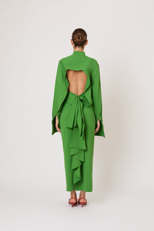 Just a Small Gathering Open Back Dress in Spongy Crepe