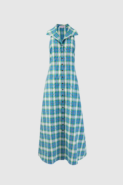 Take It Or Sleeveless Dress in Patio Plaid Woven Cotton