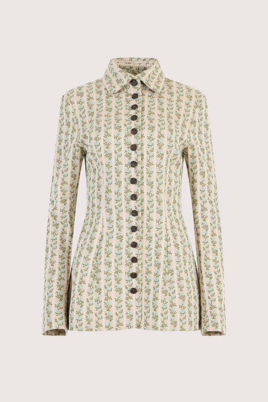 Row, Row, Row Your Buttons Blazer in English Floral Jacquard