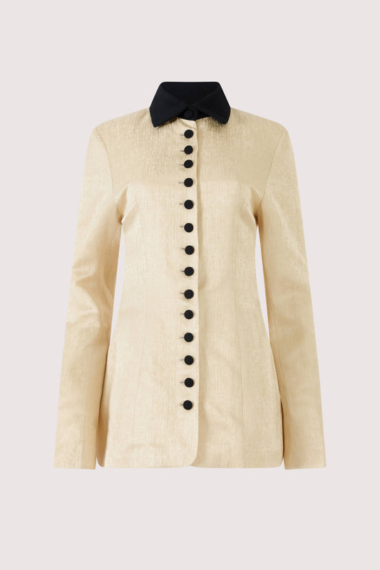 Row, Row, Row Your Buttons Blazer in Malta Linen Jacquard