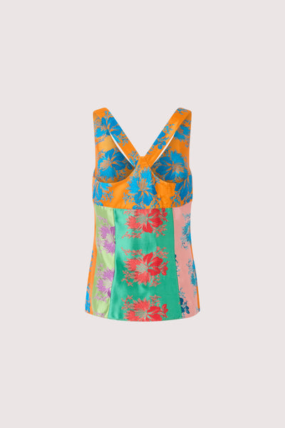 Row, Row, Row Your Buttons Tank in Hibiscus Jacquard Silk Stripe