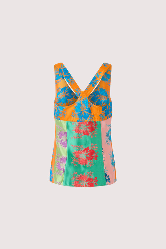 Row, Row, Row Your Buttons Tank in Hibiscus Jacquard Silk Stripe