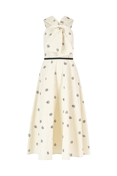 Sailor Dress in Floral Embossed Crepe