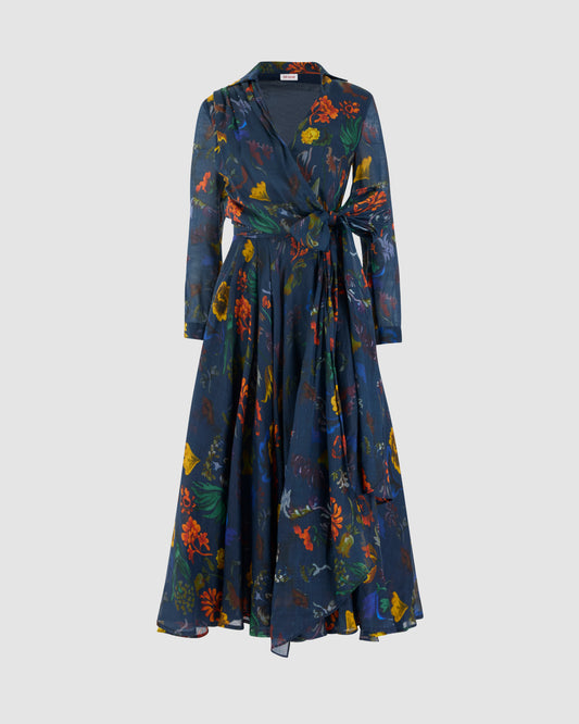 Sash Yay! Dress in Floral Printed Ramie