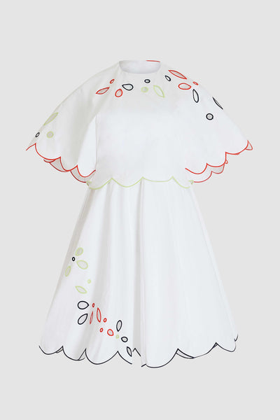Scalloped Buttercup Dress in Eyelet Cotton Poplin