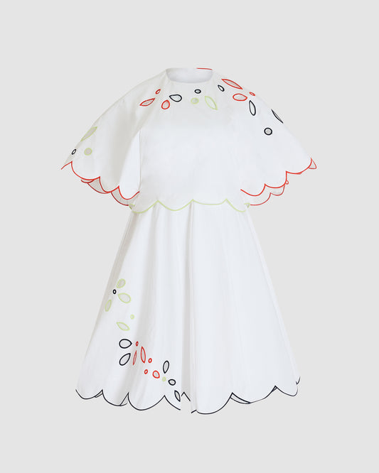 Scalloped Buttercup Dress in Eyelet Cotton Poplin