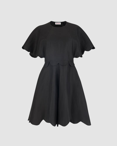 Scalloped Buttercup Dress in Linen Viscose