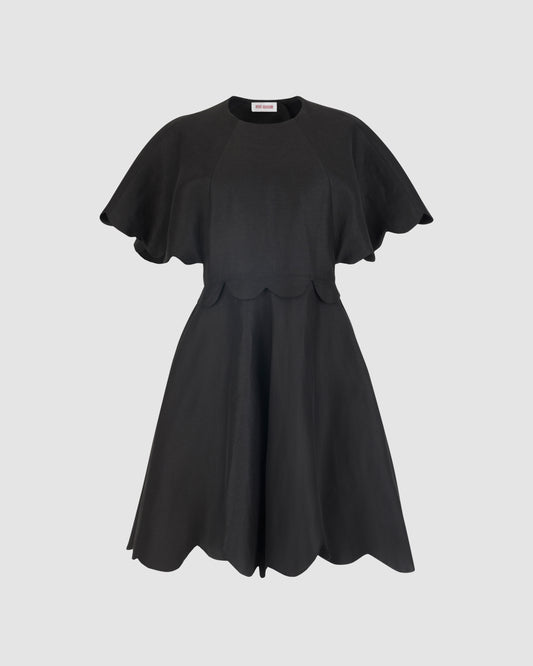 Scalloped Buttercup Dress in Linen Viscose