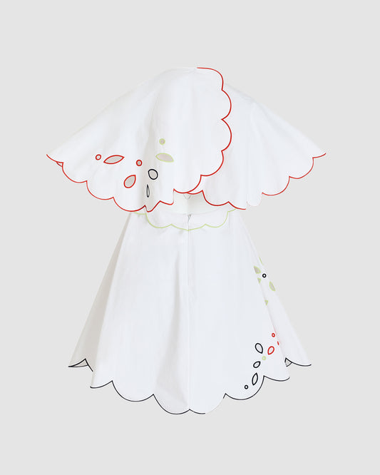 Scalloped Buttercup Dress in Eyelet Cotton Poplin