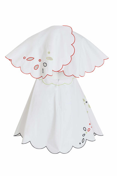Scalloped Buttercup Dress in Eyelet Cotton Poplin